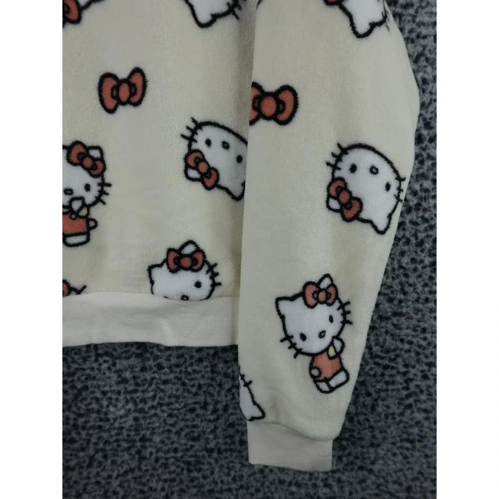 Hello Kitty Women's Sanrio Hybrid AOP All Over Print Fleece‎ Crewneck Sweater L